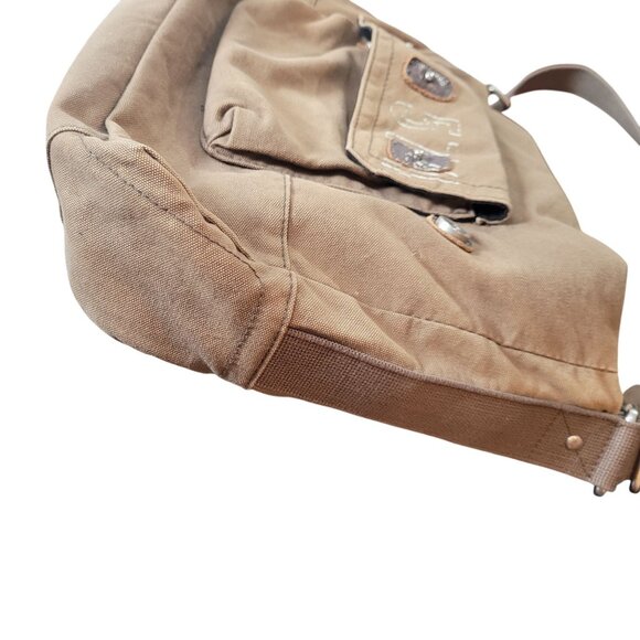 Fossil Vintage Issue No.574 Messenger Bag Canvas & Leather Olive Brown Adjustabl - Picture 15 of 16